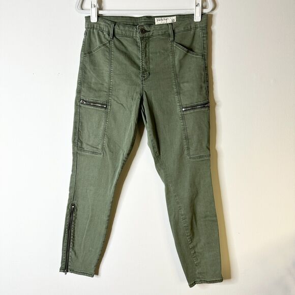 PISTOLA Pants Women 32 Army Green Khaki Hunter Cargo Zippers Pockets Skinny - Picture 1 of 10